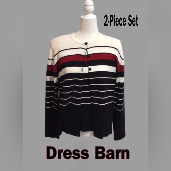 Dress Barn 2-Piece Sweater Set, Button-Up Cardigan & Matching Top, Size Large - Picture 1 of 12